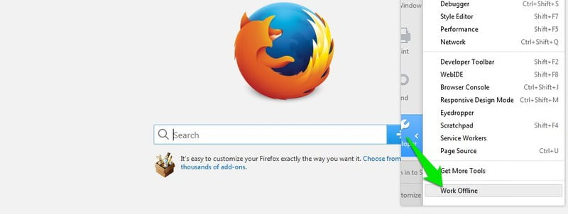 Bật chế độ ngoại tuyến trong Firefox