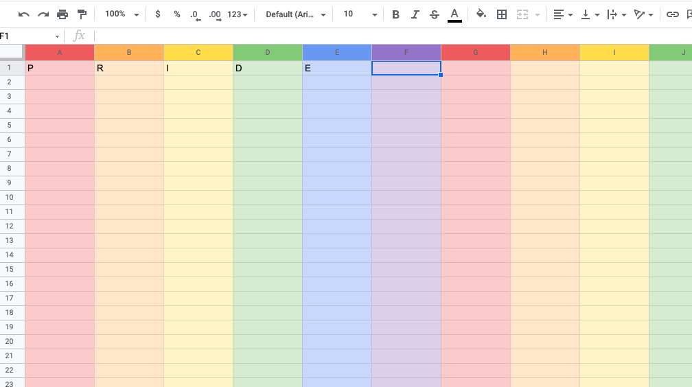 PRIDE in Google Sheets