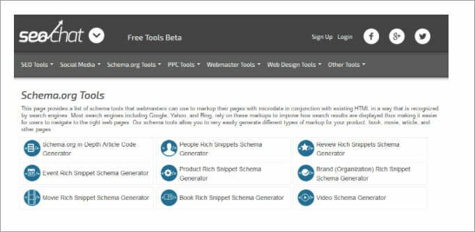 SEOChat Schema Generators