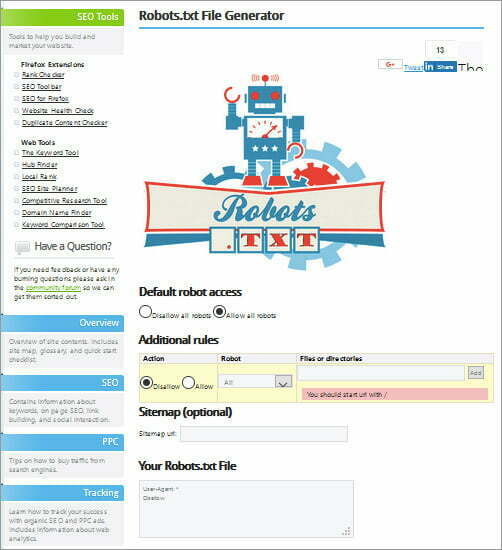 SEOBook Robots.txt Generator
