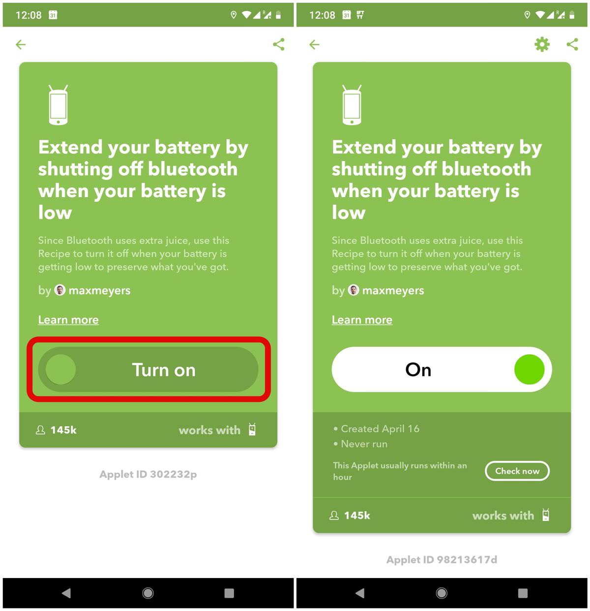 100 ứng dụng IFTTT tuyệt vời cho công việc 4 Bật một applet hoặc công thức trong IFTTT