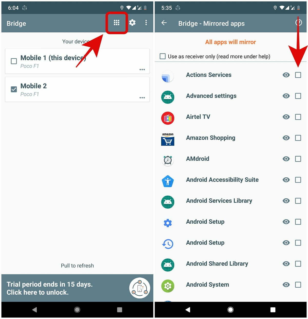 Cách đồng bộ thông báo giữa các thiết bị Android 4 Chọn ứng dụng để phản chiếu thông báo trong Bridge