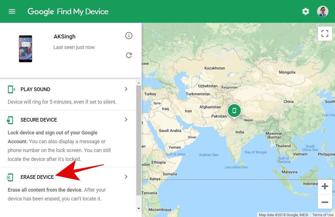 Cách mở khóa Android nếu bạn quên mật khẩu 4 Xóa thiết bị bằng Tìm thiết bị của tôi