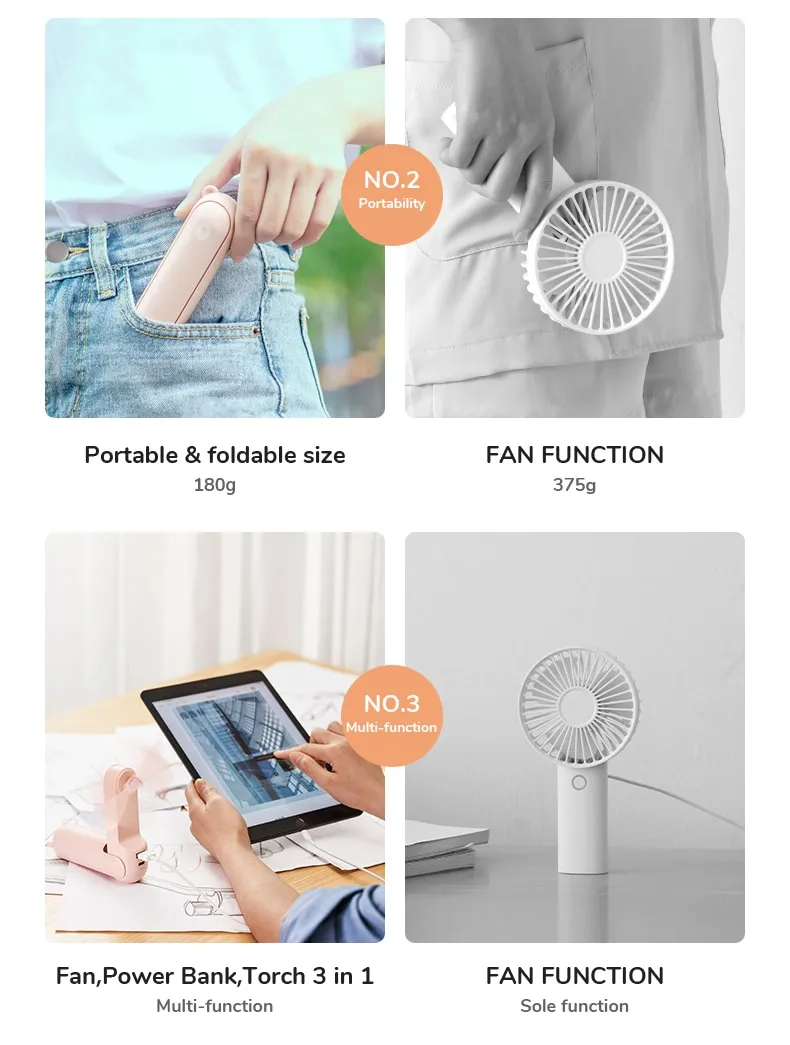 Quạt Di Động JISULIFE USB Mini Fan - Người Bạn Đồng Hành Làm Mát Lý Tưởng Của Bạn 2