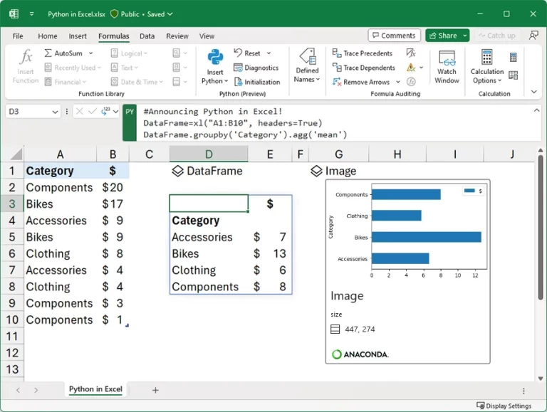 Excel được tích hợp Python