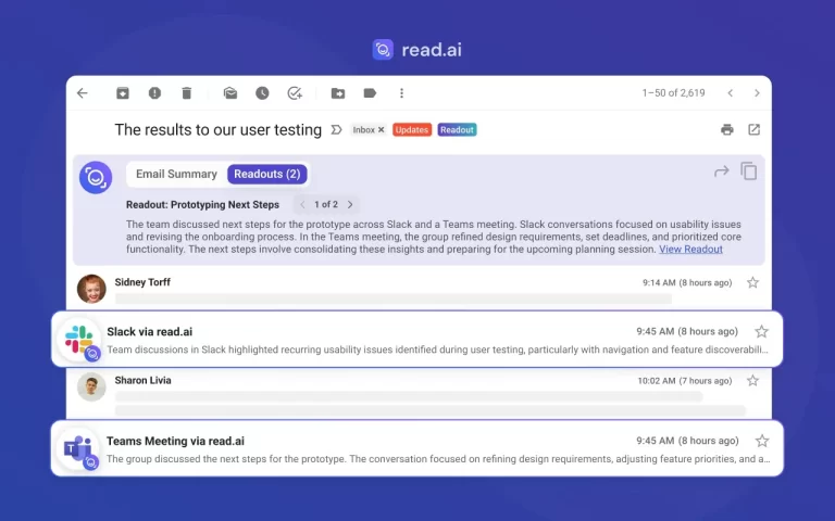 read ai thu hút đầu tư 50 triệu usd để mở rộng tích hợp với email và slack