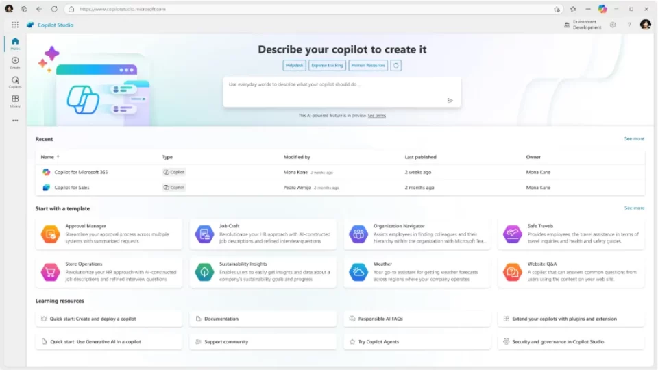Microsoft phát hành xem trước công khai các tác nhân AI trong Copilot Studio