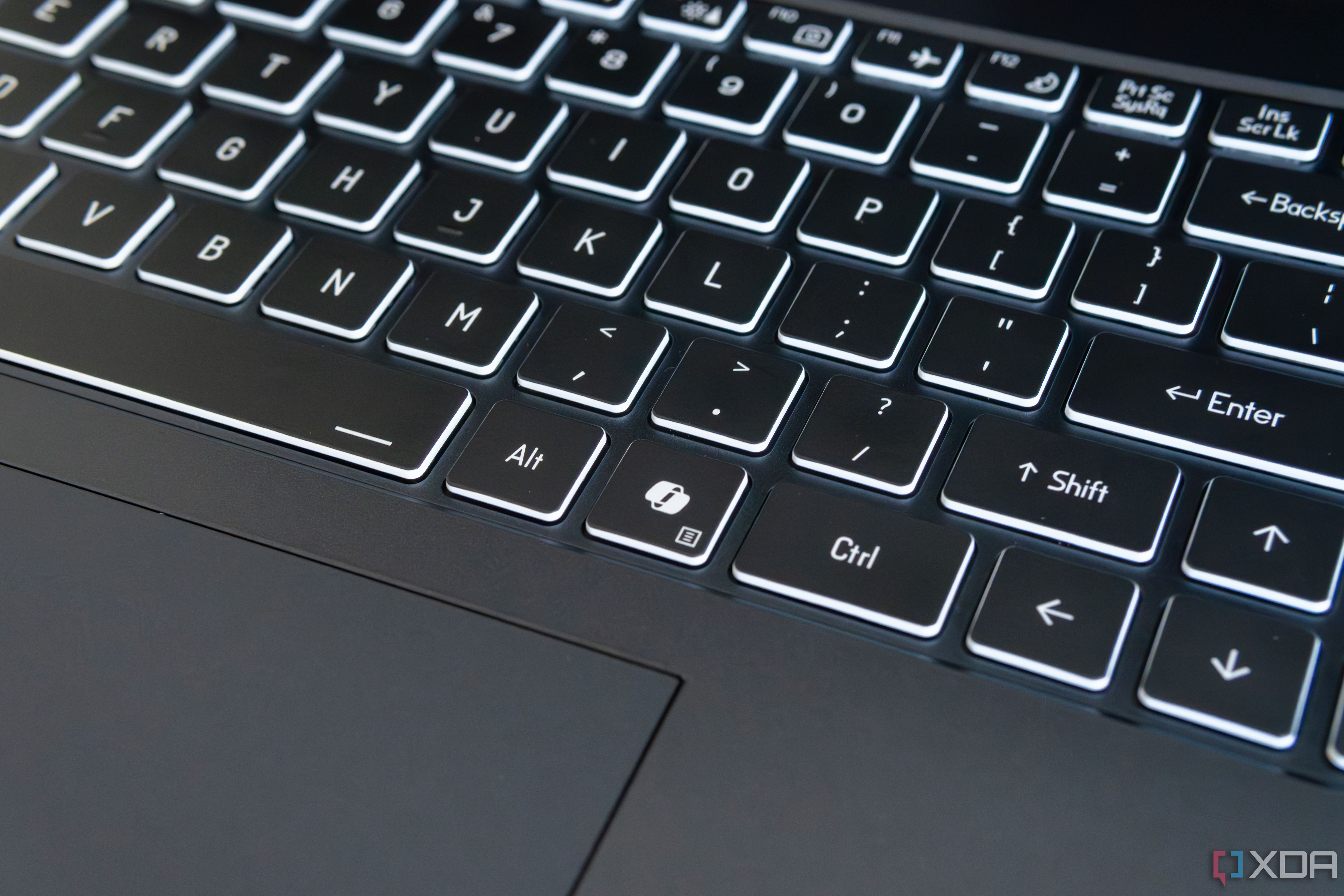 Close-up of the Copilot button on the Maingear ML-16 keyboard