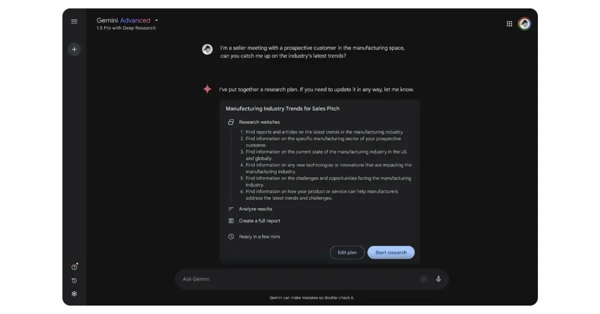 Gemini Deep Research mở rộng cho Google Workspace và doanh nghiệp