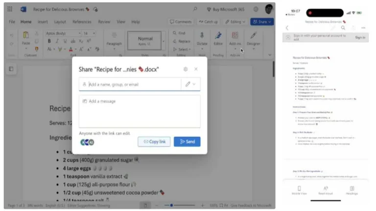 Microsoft mang chia sẻ tài liệu văn phòng ẩn danh đến iPhone và iPad