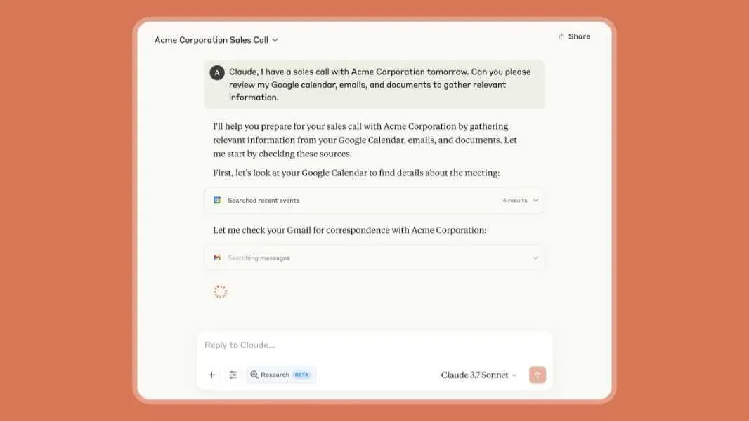 Claude nâng cao khả năng nghiên cứu và tích hợp với Google Workspace