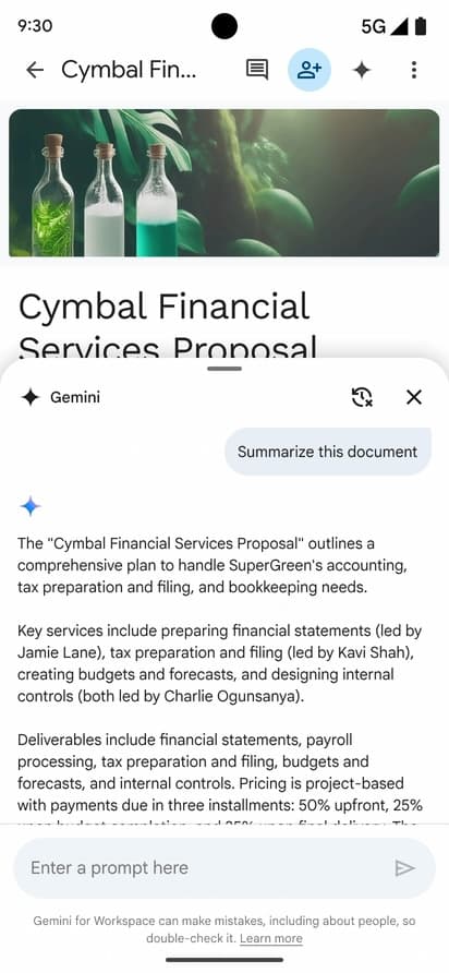Gemini trong Google Docs cho Android: Tính năng mới và cách sử dụng 2 Gallery Image