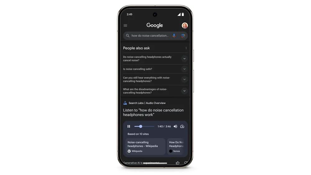 Google thử nghiệm tính năng Audio Overviews trong Google Search 1 Audio Overviews trong Google Search