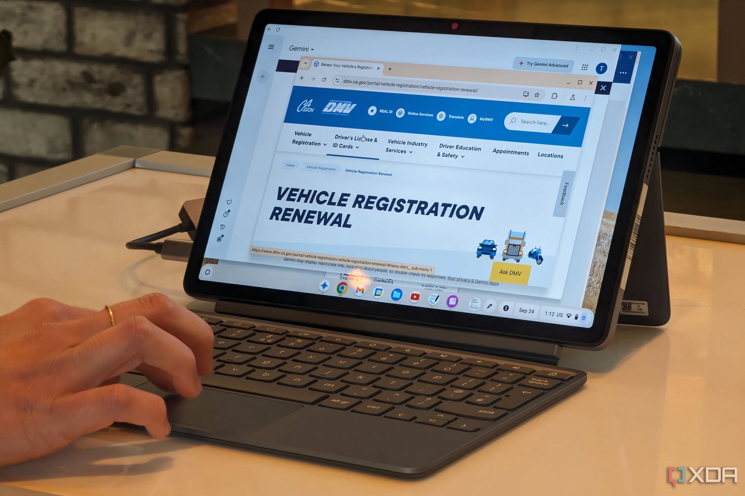 The Lenovo Chromebook Duet 11 with its kickstand in view.