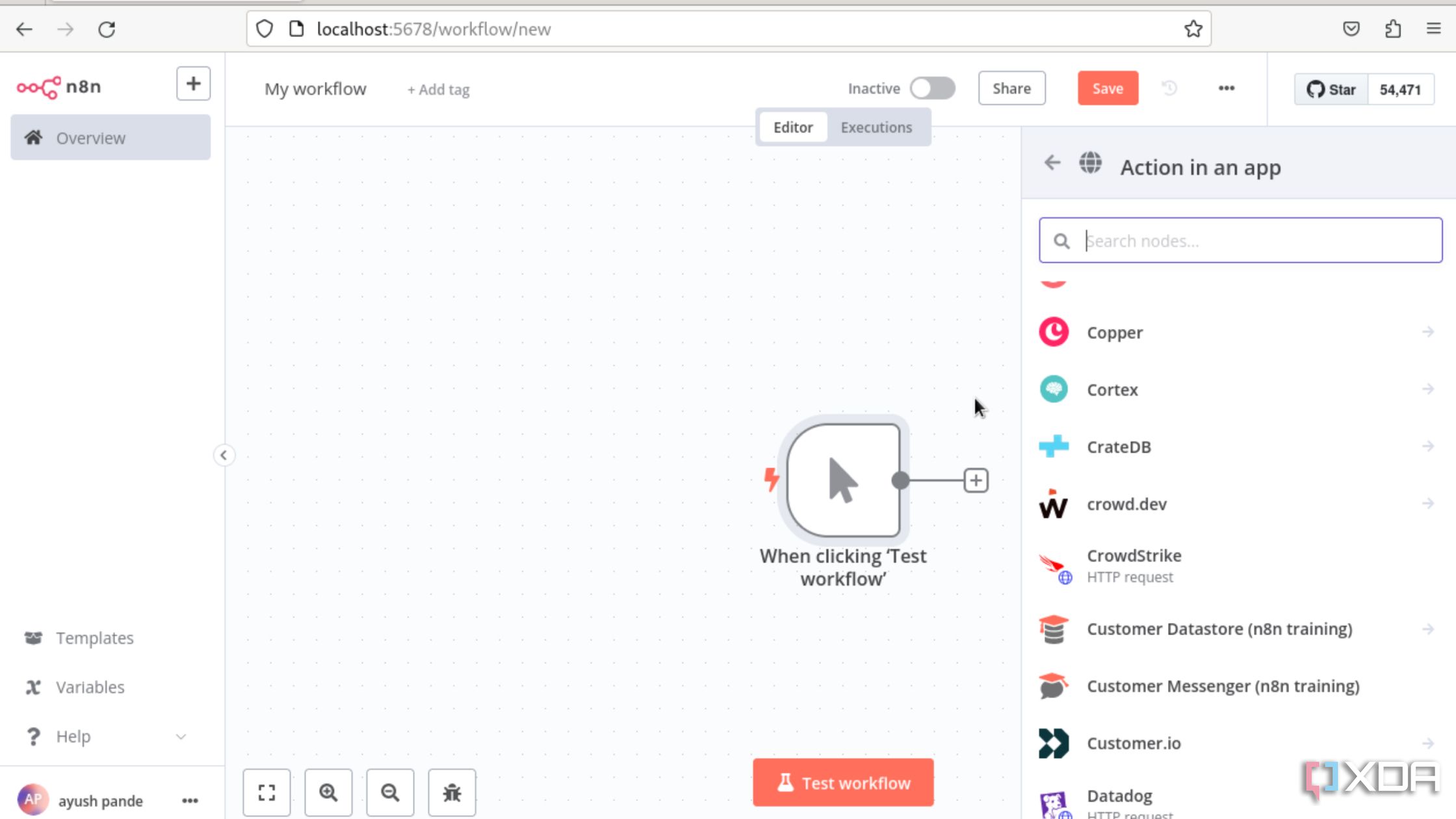 Khám phá các nền tảng phần mềm tự động hóa: Zapier, n8n và Tines 4 Creating a test workflow in n8n