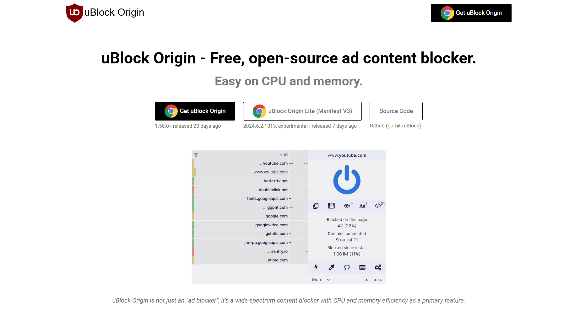 Những điều cần lưu ý khi sử dụng phần mềm mã nguồn mở 5 ublock origin website