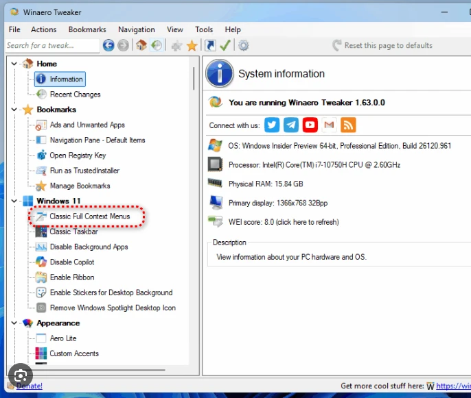 Cách tùy chỉnh Windows 11 với Winaero Tweaker 1 Cách tùy chỉnh Windows 11 với Winaero Tweaker 1